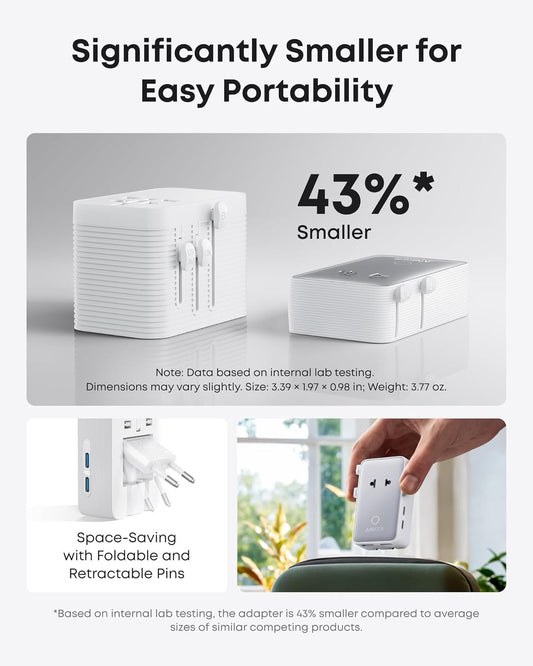 Anker Nano Travel Nettlader, 20W, 3A, 2 x USB-A - 2 x USB-C, Hvit A9215H21