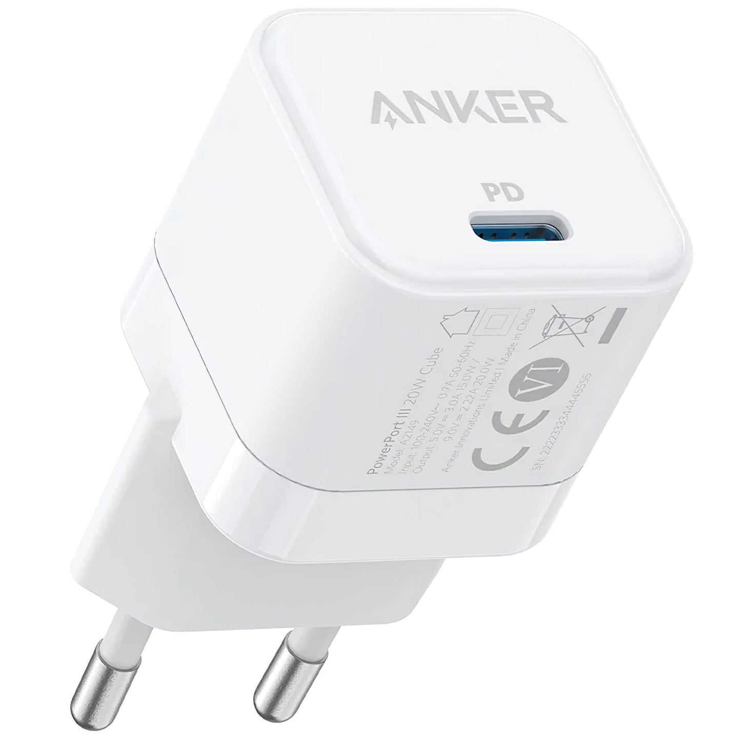 Nettverkslader Anker PowerPort III Cube, 20W, 3A, 1 x USB-C, hvit A2149G21