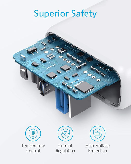 Nettverkslader Anker PowerPort PD+ 2, 35W, 3A, 1 x USB-A - 1 x USB-C, Hvit A263636G21
