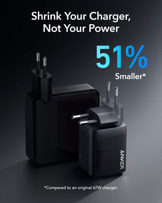 Anker Prime nettverkslader, 67W, 5A, 1 x USB-A - 2 x USB-C, svart A2669313