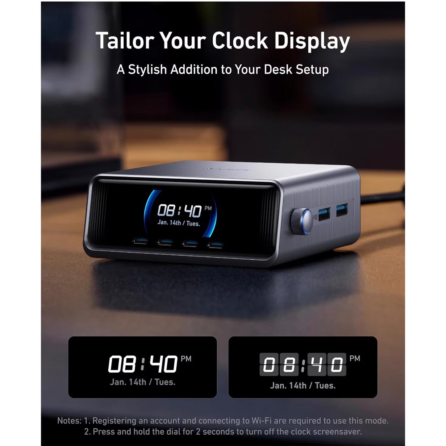 Anker Prime Station lader, 250 W, 2 x USB-A - 4 x USB-C, svart A2345341