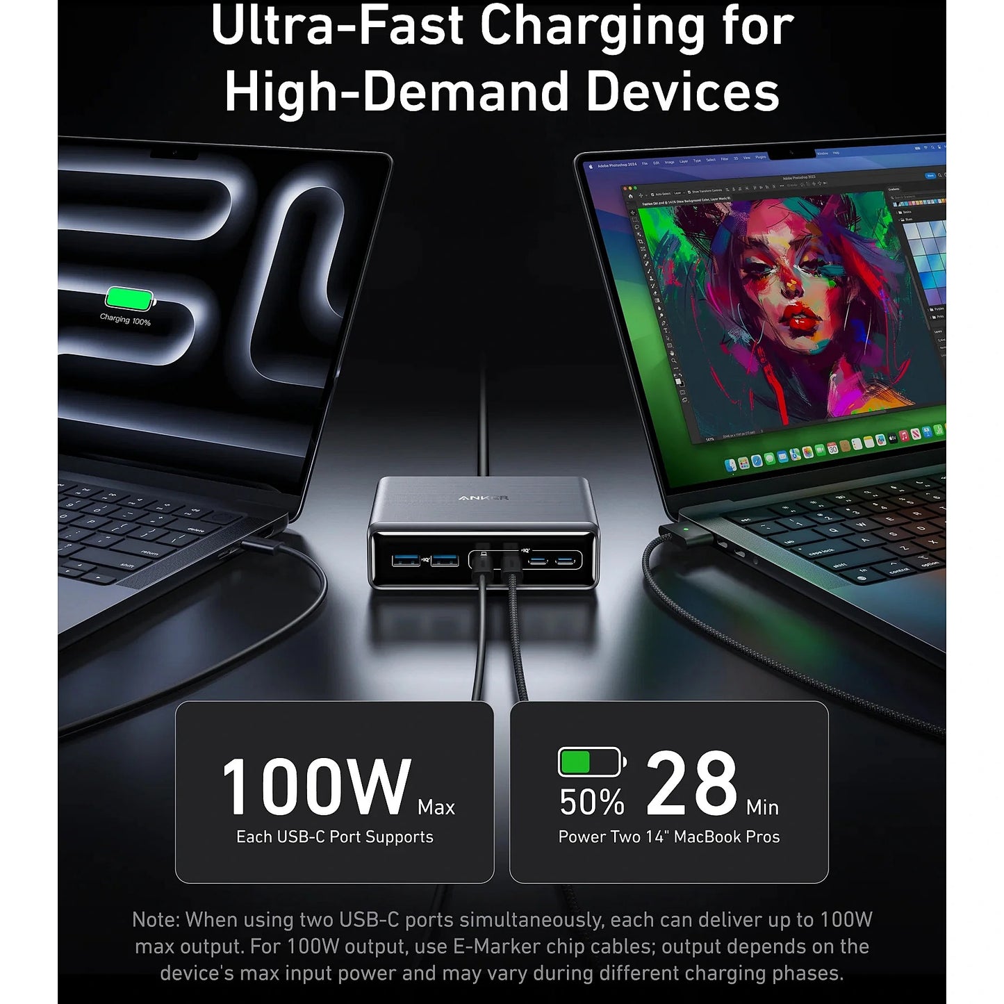 Anker Prime Station lader, 200 W, 3 A, 2 x USB-A - 4 x USB-C, svart A2683341