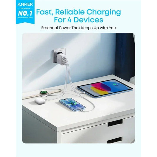 Anker Zolo Nettlader, 50W, 3A, 2 x USB-A - 2 x USB-C, Hvit A121EG21