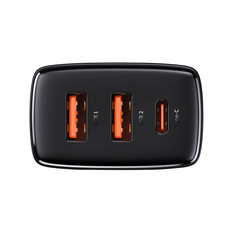 Nettverkslader Baseus Compact, 30W, 3A, 1 x USB-C - 2 x USB-A, svart CCXJ-E01