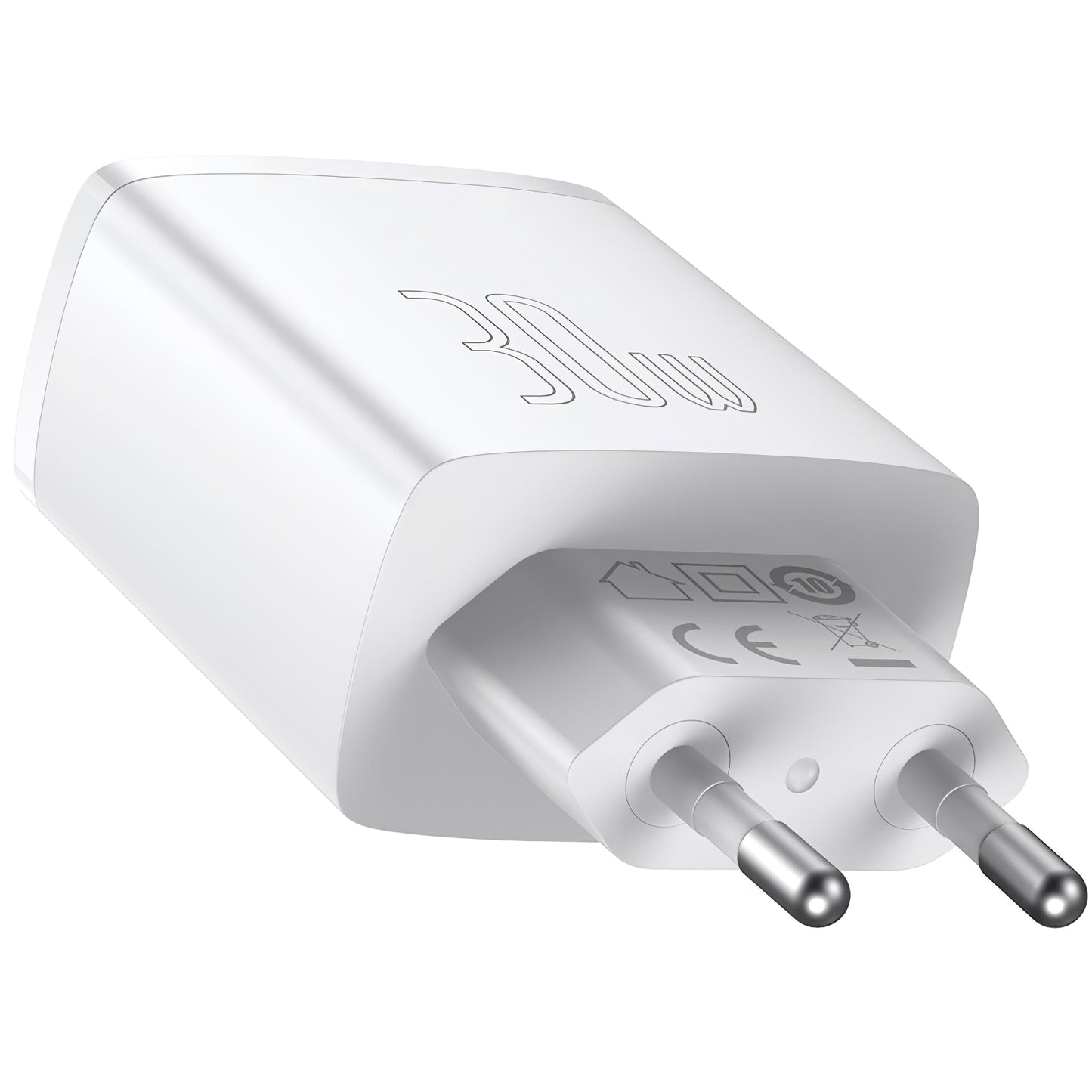 Nettverkslader Baseus Compact, 30 W, 1 x USB-C - 2 x USB-A, hvit CCXJ-E02