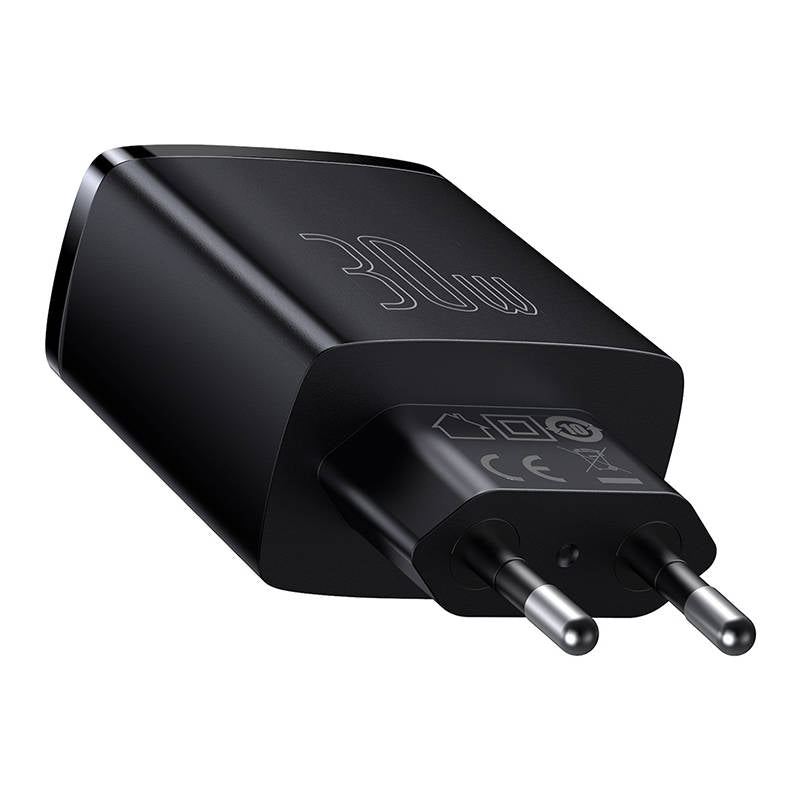 Nettverkslader Baseus Compact, 30W, 3A, 1 x USB-C - 2 x USB-A, svart CCXJ-E01