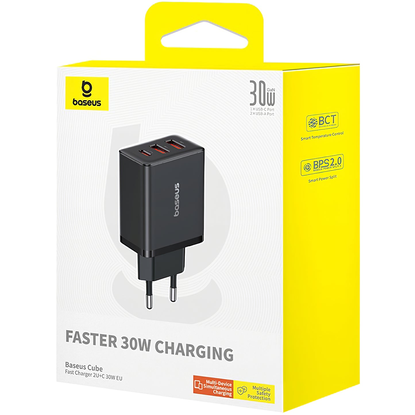 Nettverkslader Baseus Cube, 30W, 3A, 1 x USB-C - 2 x USB-A, svart P10111402113113-00