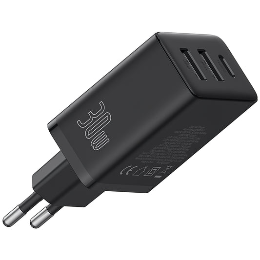 Nettverkslader Baseus Cube, 30W, 3A, 1 x USB-C - 2 x USB-A, svart P10111402113113-00