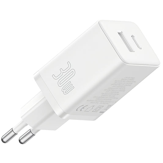 Nettverkslader Baseus Cube, 30W, 2,4A, 1 x USB-A - 1 x USB-C, hvit P10111404213-00
