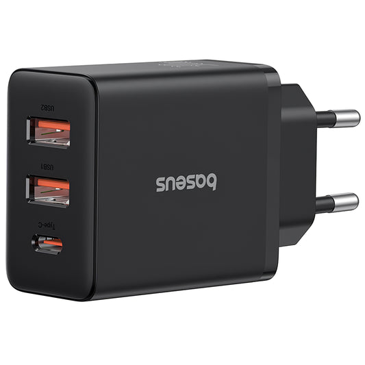Nettverkslader Baseus Cube, 30W, 3A, 1 x USB-C - 2 x USB-A, svart P10111402113113-00