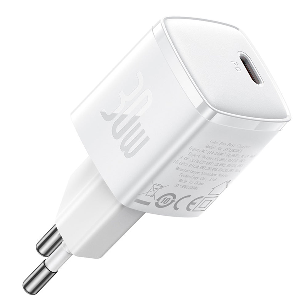 Baseus Cube Pro nettverkslader, 30W, 3A, 1 x USB-C, Hvit CCXF000302