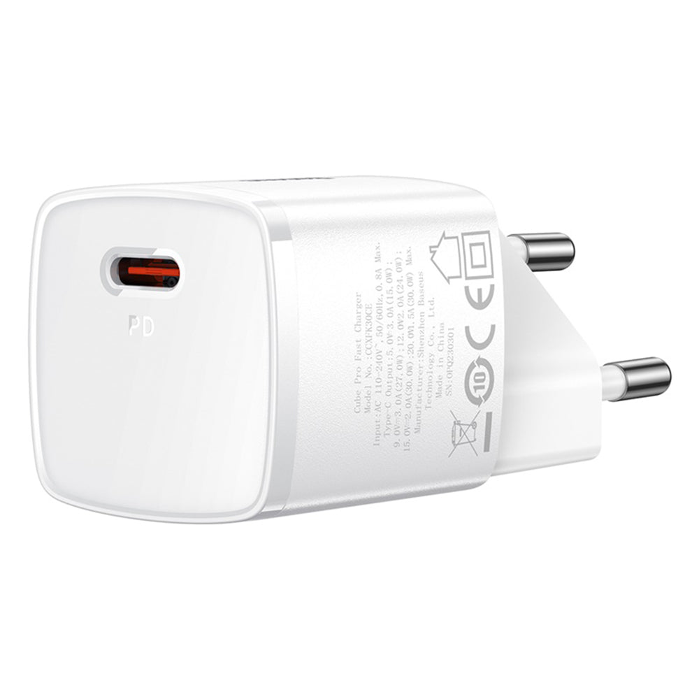 Baseus Cube Pro nettverkslader, 30W, 3A, 1 x USB-C, Hvit CCXF000302