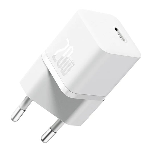 Baseus GaN GaN Mini 1C nettverkslader, 20W, 3A, 1 x USB-C, hvit CCGN050102
