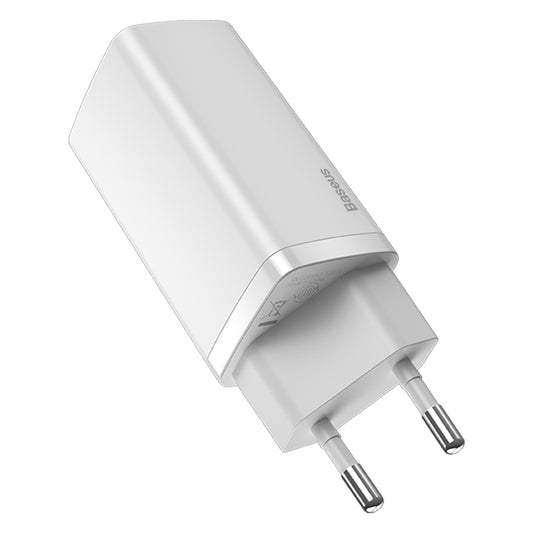 Baseus Gain2 Lite nettverkslader, 65 W, 3 A, 1 x USB-A - 1 x USB-C, hvit CCGAN2L-B02