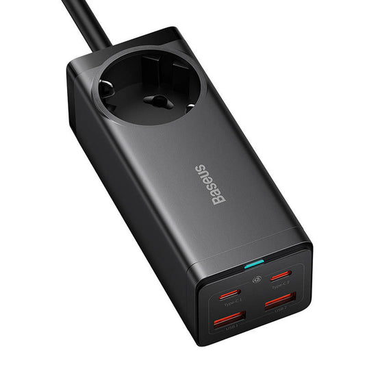 Baseus GaN3 Pro PowerStrip PowerStrip, 100W, 5A, 2 x USB-A - 2 x USB-C - 1 x Schuko, svart PSZM000401