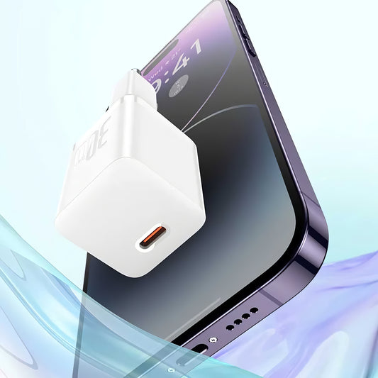 Baseus GaN GaN Mini 1C nettverkslader, 30W, 3A, 1 x USB-C, hvit CCGN070502
