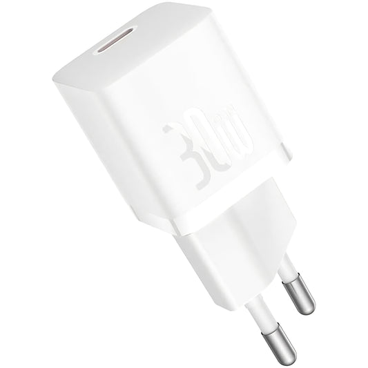 Baseus GaN GaN Mini 1C nettverkslader, 30W, 3A, 1 x USB-C, hvit CCGN070502