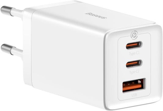 Nettlader Baseus GaN5 Pro, 65W, 3.25A, 1 x USB-A - 2 x USB-C, Hvit CCGP120202