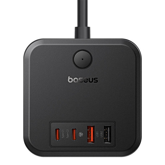 Skjøteledning Baseus PowerCombo Cube, 30W, 3A, 2 x USB-A - 2 x USB-C - 3 x Schuko, svart E00066400117-00