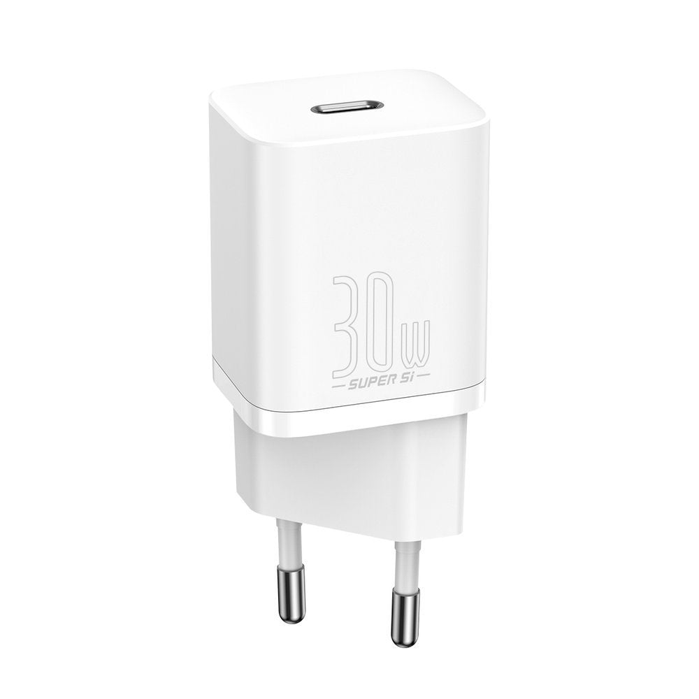 Baseus Super Si nettverkslader 1C, 30W, 3A, 1 x USB-C, hvit CCSUP-J02