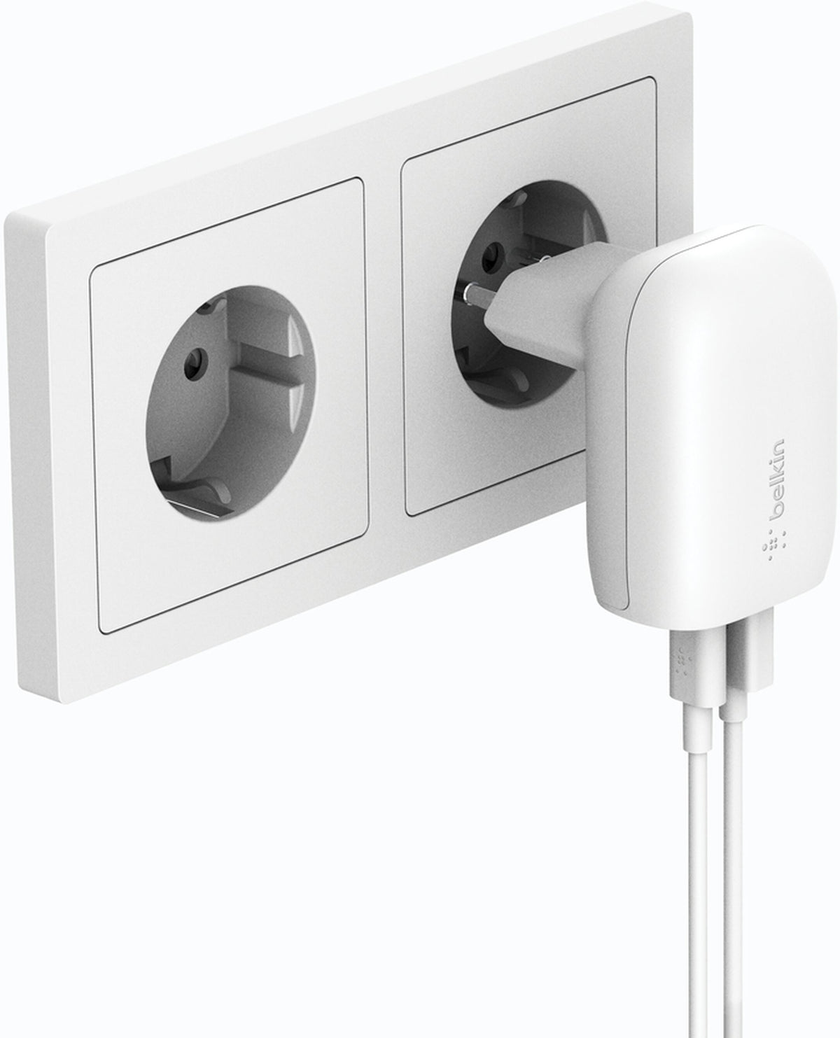 Belkin BoostCharge Dual Nettlader, 37W, 3A, 1 x USB-A - x USB-C, Hvit WCB007vfWH
