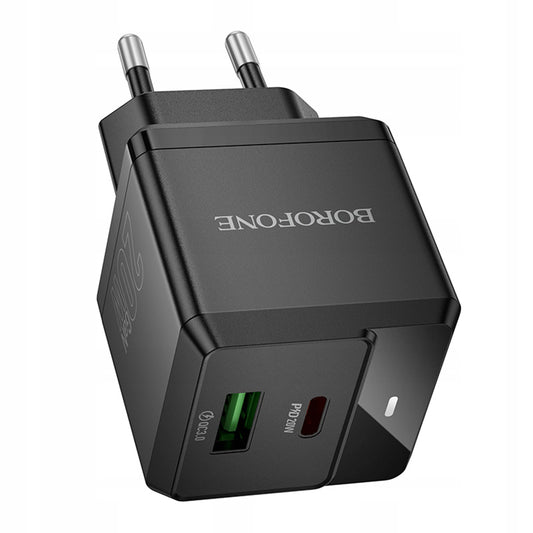 Nettlader Borofone BN19 Intenso, 20W, 3A, 1 x USB-A - 1 x USB-C, Svart