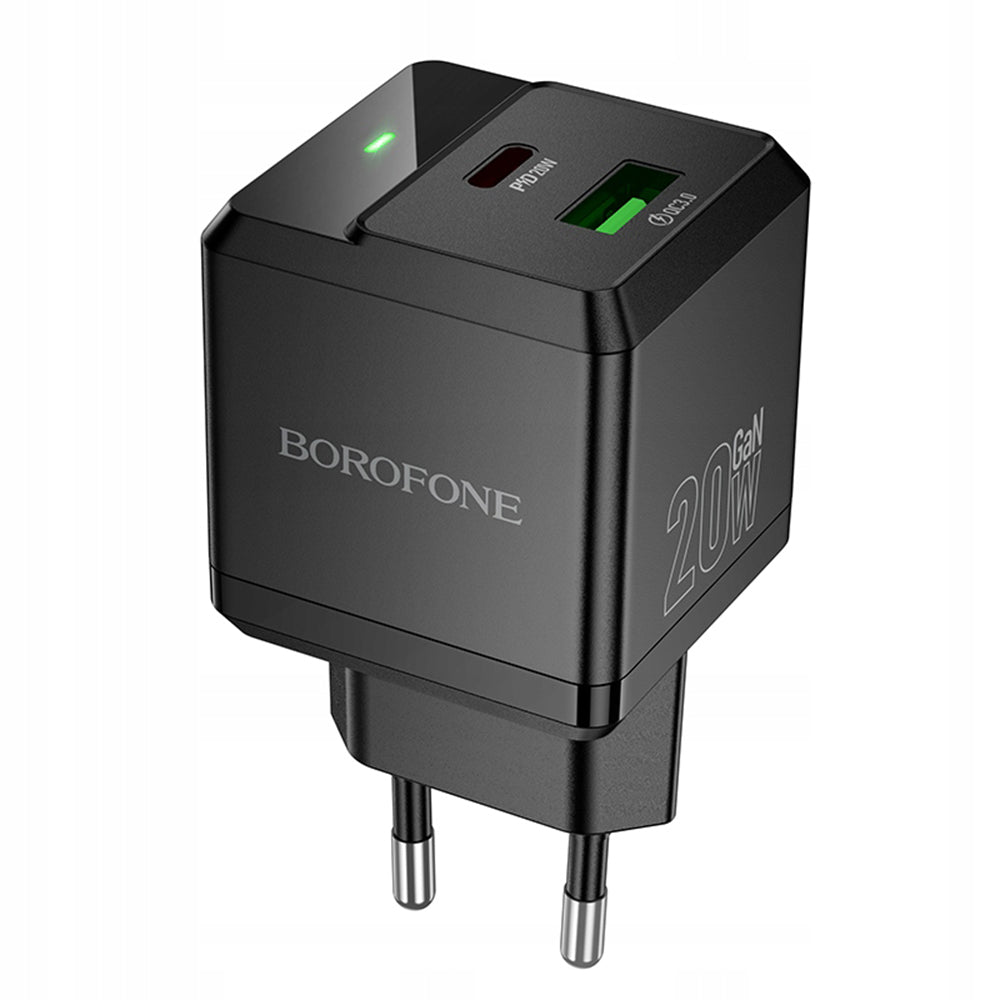 Nettlader Borofone BN19 Intenso, 20W, 3A, 1 x USB-A - 1 x USB-C, Svart