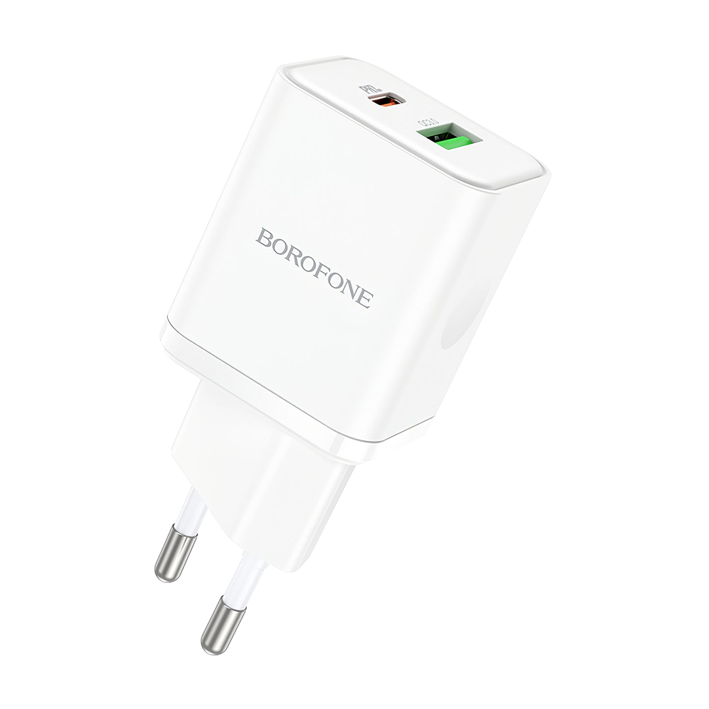 Nettverkslader Borofone BN7, 20W, 3A, 1 x USB-A - 1 x USB-C, hvit