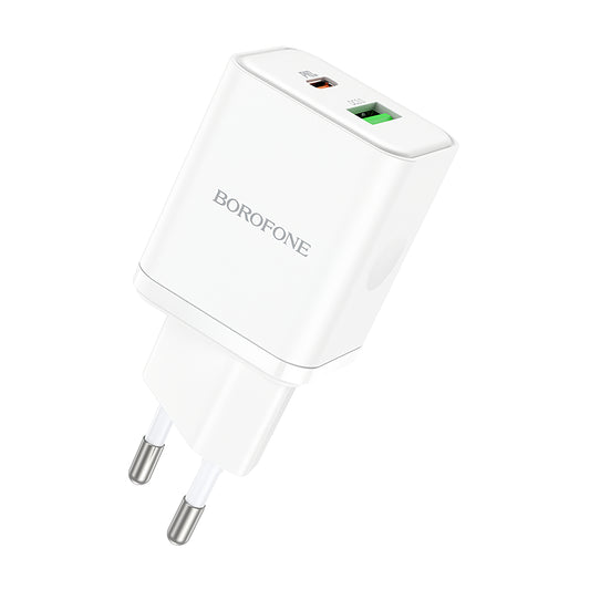 Nettverkslader Borofone BN7, 20W, 3A, 1 x USB-A - 1 x USB-C, hvit