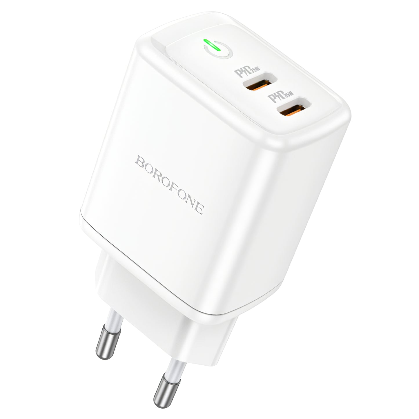 Nettverkslader Borofone BN9, 35W, 3A, 2 x USB-C, hvit