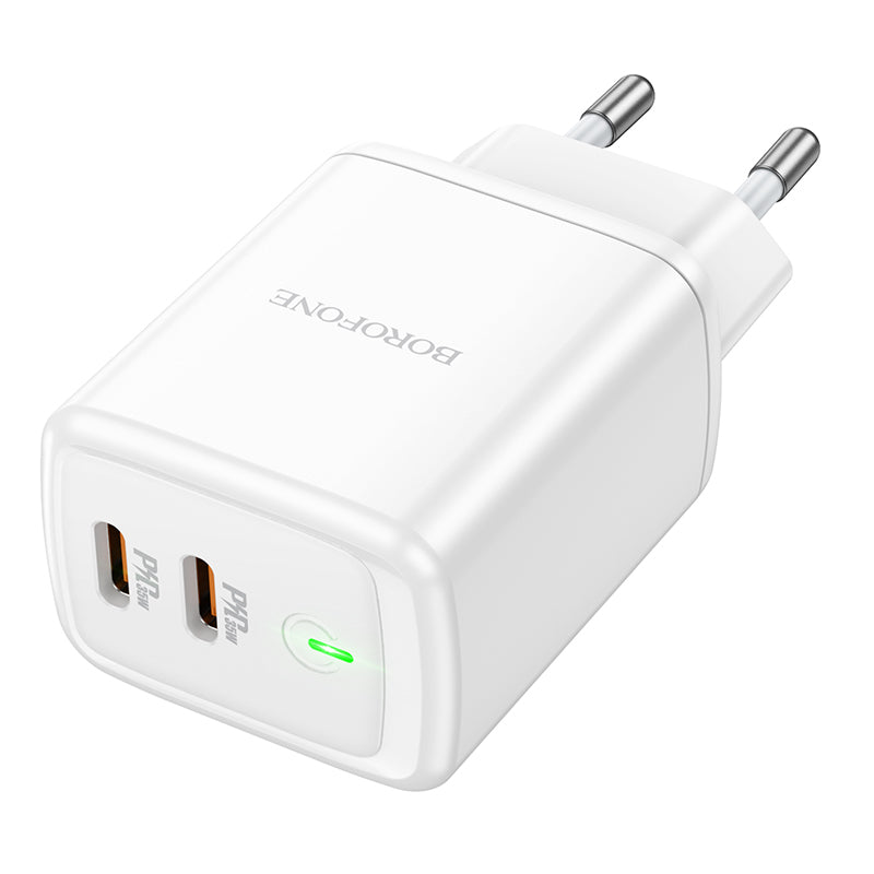 Nettverkslader Borofone BN9, 35W, 3A, 2 x USB-C, hvit