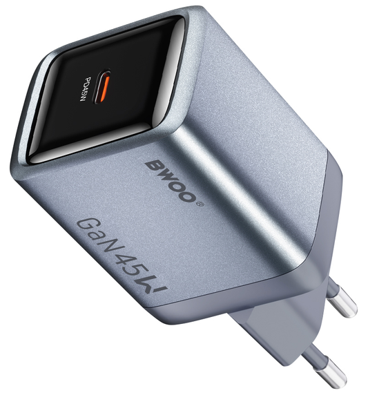 Nettlader BWOO BO-CDA238, 45W, 3A, 1 x USB-C, Grå