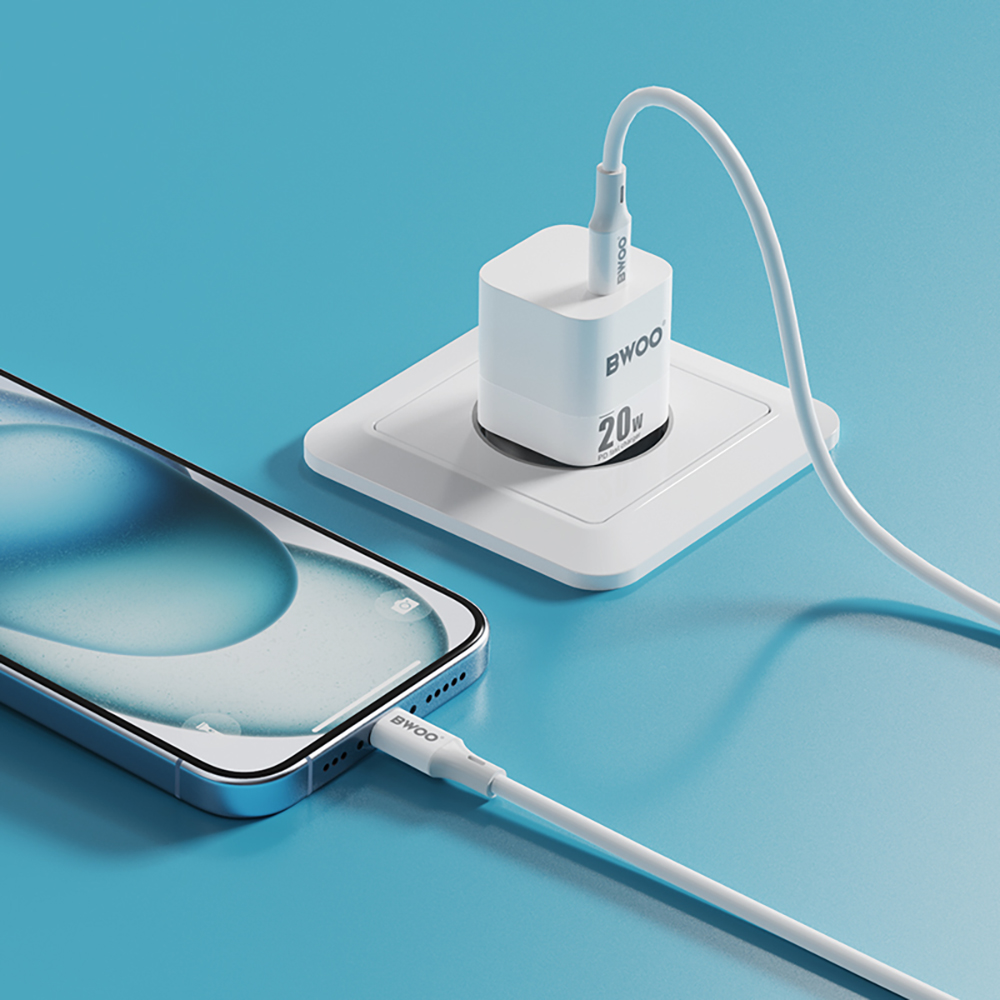 BWOO CDA155 Nettlader, 20W, 3A, 1 x USB-C, Hvit