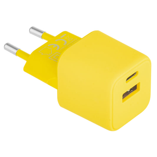 Nettverkslader Colorum CLS30-AC-05, 30W, 3A, 1 x USB-A - 1 x USB-C, Gul