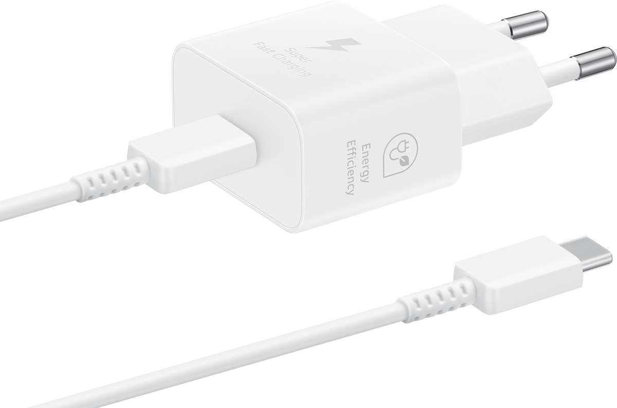 Samsung USB-C-kabel nettverkslader, 25W, 3A, 1 x USB-C, hvit EP-T2510XWEGEU