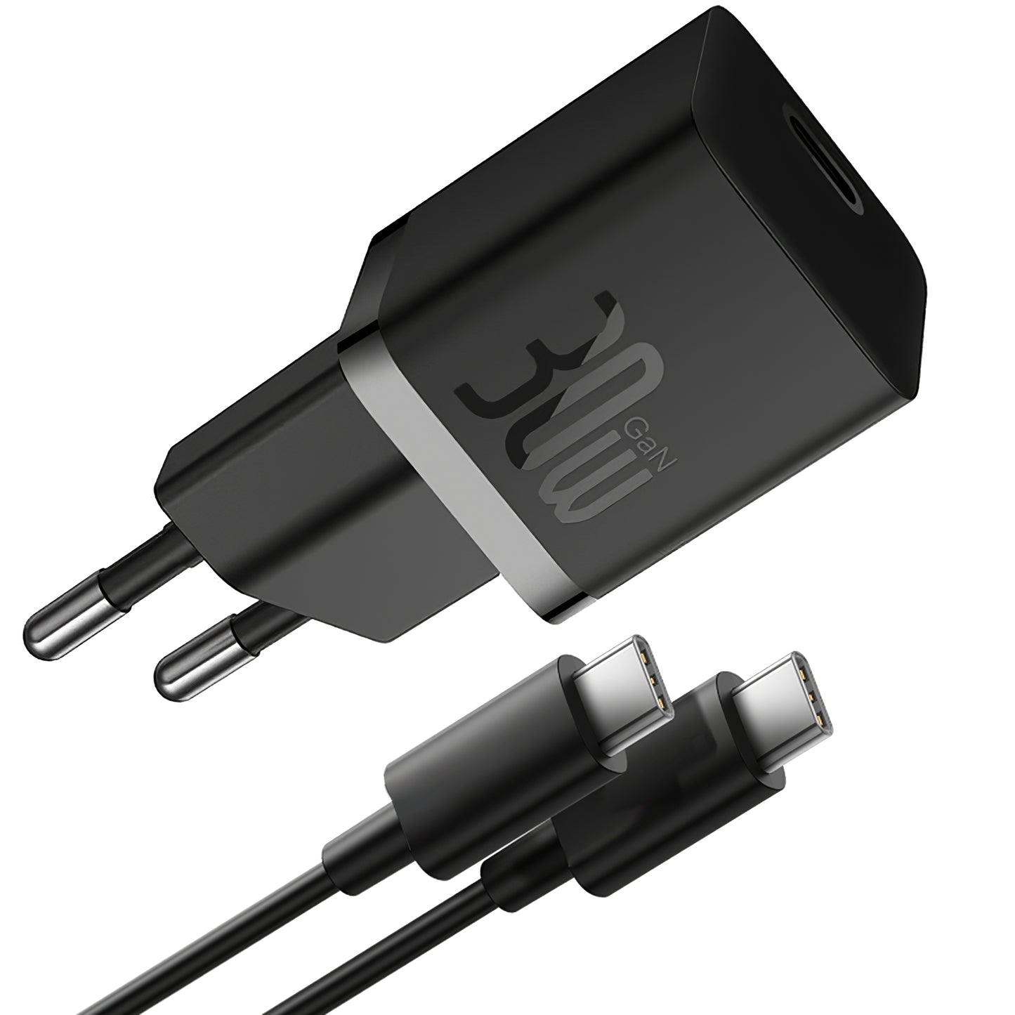 Baseus GaN5S nettverkslader med USB-C-kabel Baseus GaN5S, 30W, 3A, 1 x USB-C, svart P1011090902113113-00