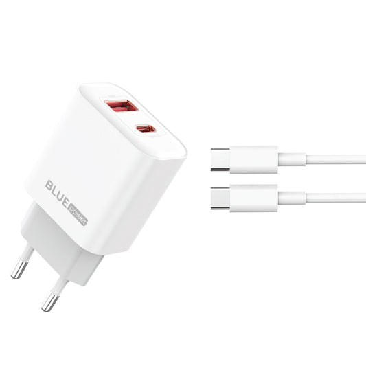 Nettverkslader med USB-C-kabel Blue Power BPCE12C, 20W, 3A, 1 x USB-A - 1 x USB-C, hvit