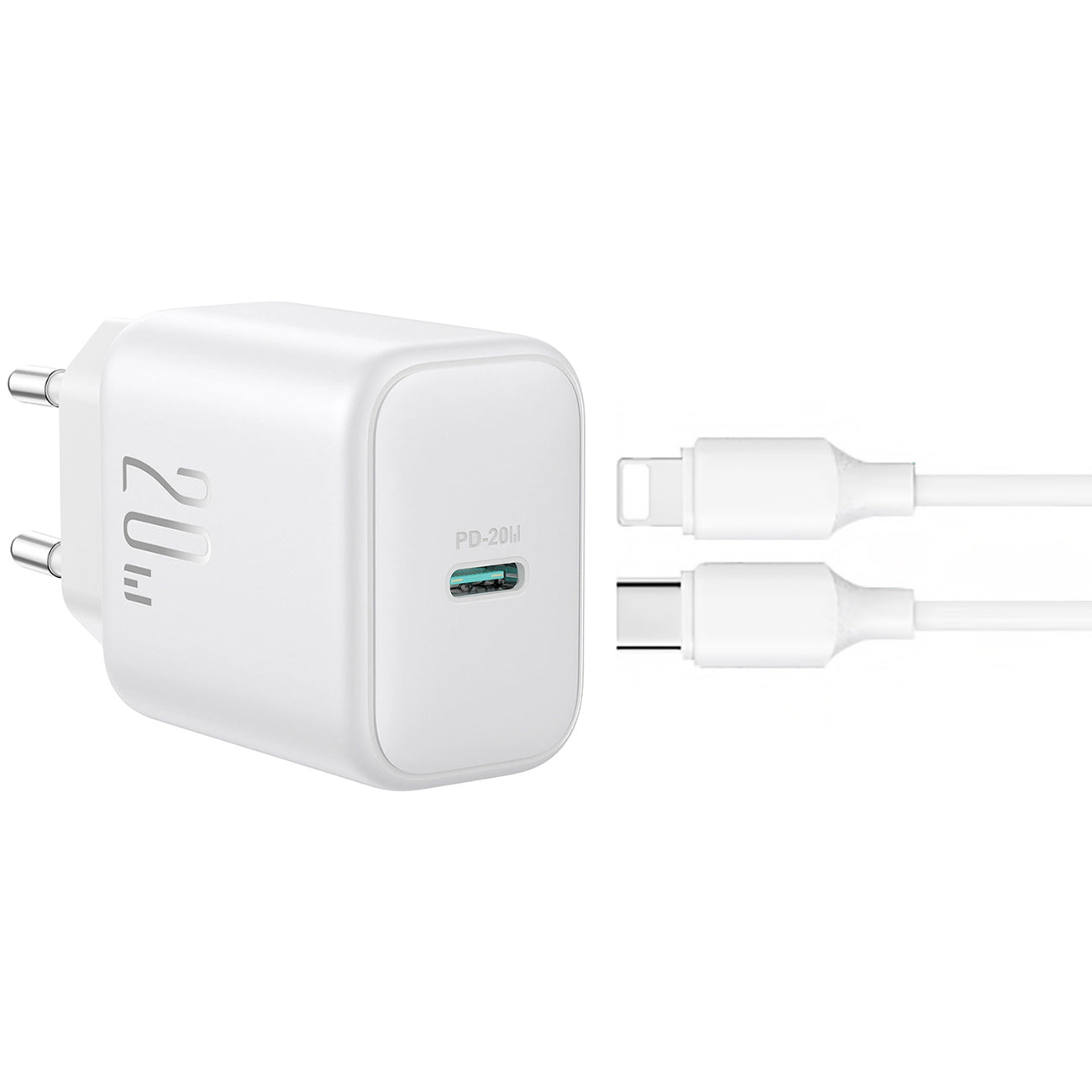 Nettlader med Lightning-kabel Joyroom JR-TCF20, 20W, 3A, 1 x USB-C, Hvit