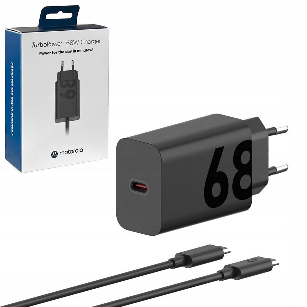 Nettverkslader med Motorola USB-C-kabel, 68 W, 6,2 A, 1 x USB-C, svart PG38C06281