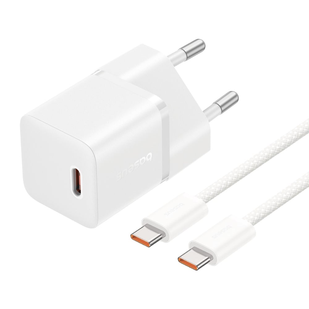 Nettlader med USB-C-kabel Baseus GaN5, 20W, 3A, 1 x USB-C, Hvit P10110900213-01