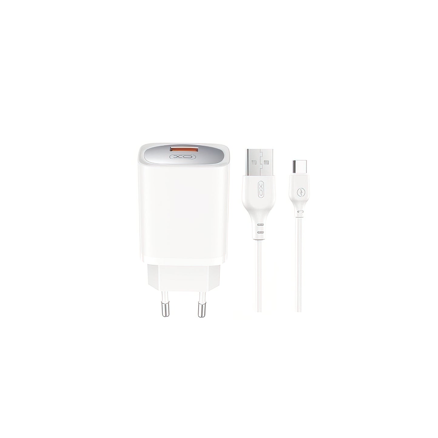 Nettlader med USB-C-kabel XO Design CE19, 18W, 3A, 1 x USB-A, Hvit