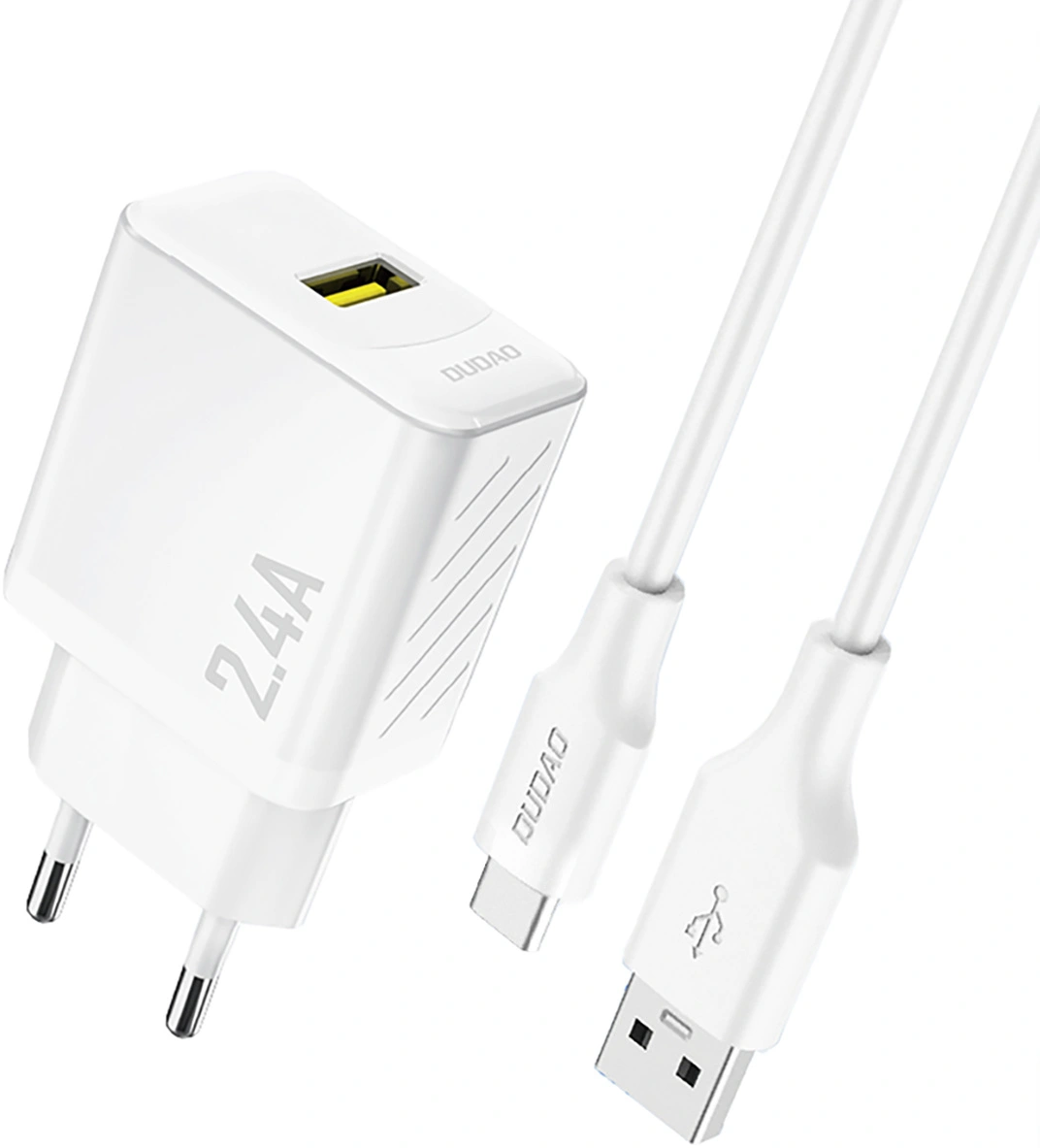 Nettlader med USB-C-kabel Dudao A23TEU, 12W, 2.4A, 1 x USB-A, hvit