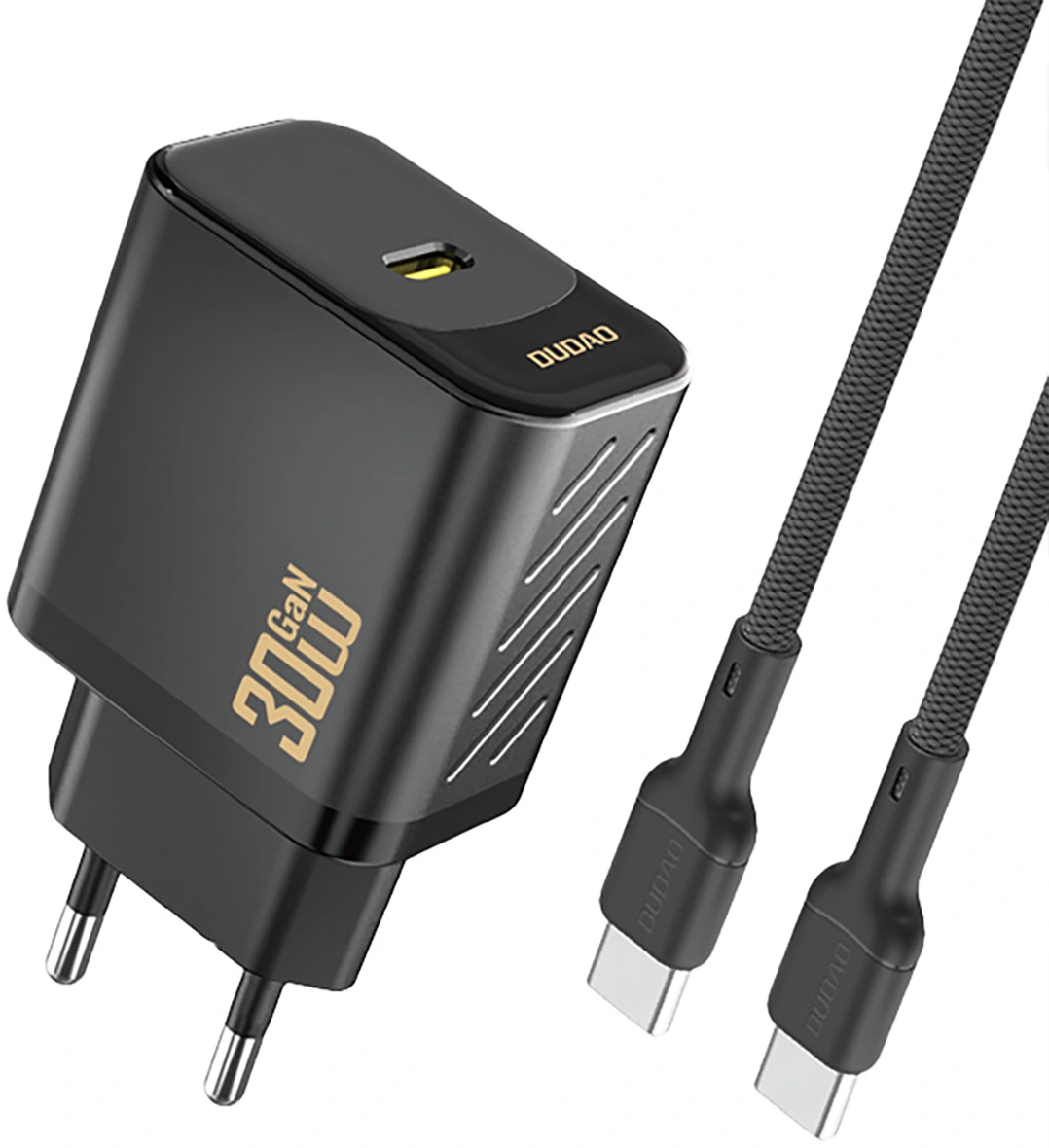 Nettlader med USB-C-kabel Dudao A27PCEU, 30W, 3A, 1 x USB-C, svart