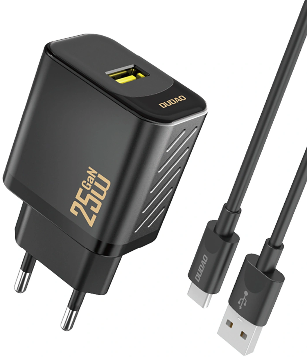Nettlader med USB-C-kabel Dudao A27STEU, 25W, 3A, 1 x USB-A, svart