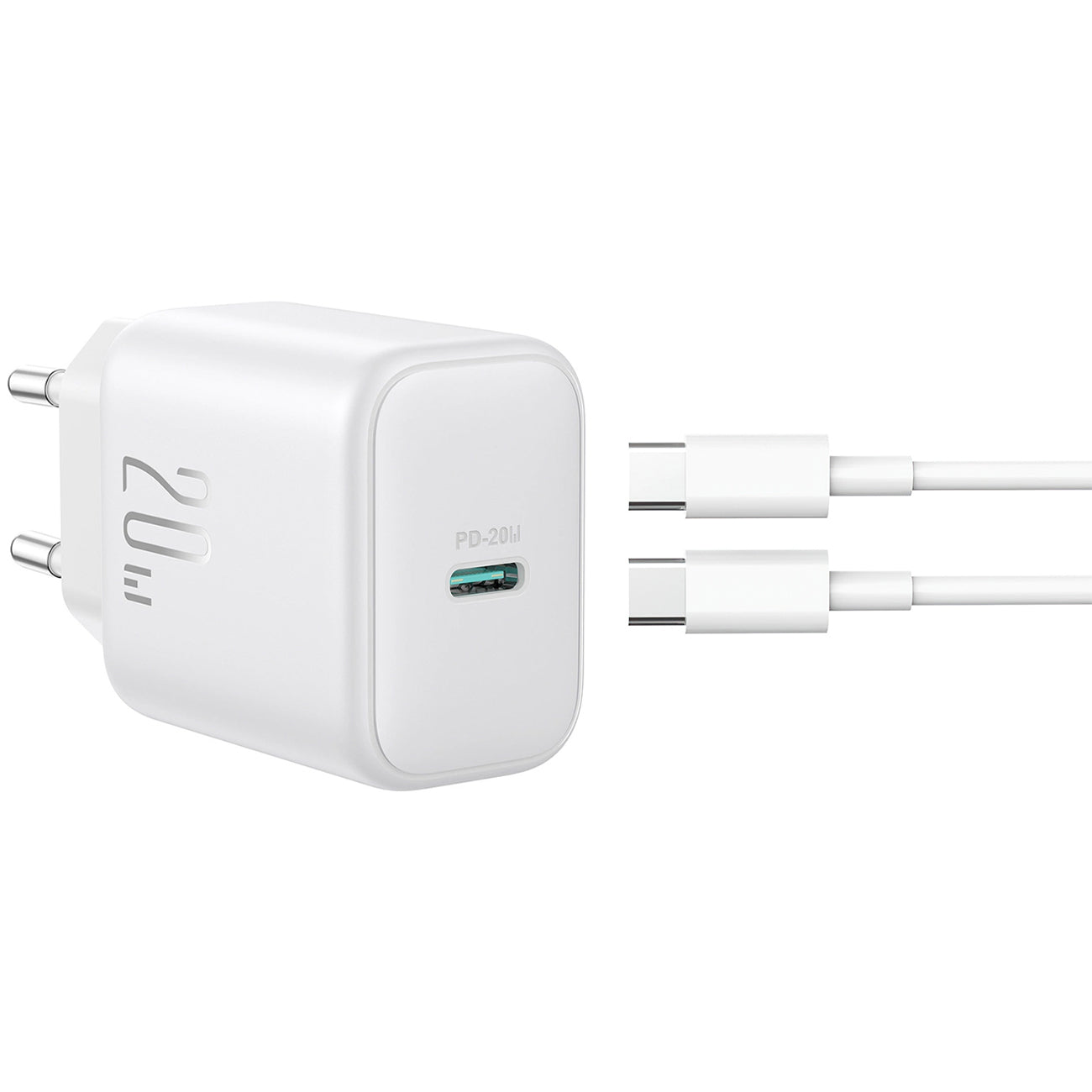 Nettlader med USB-C-kabel Joyroom JR-TCF20, 20W, 3A, 1 x USB-C, Hvit