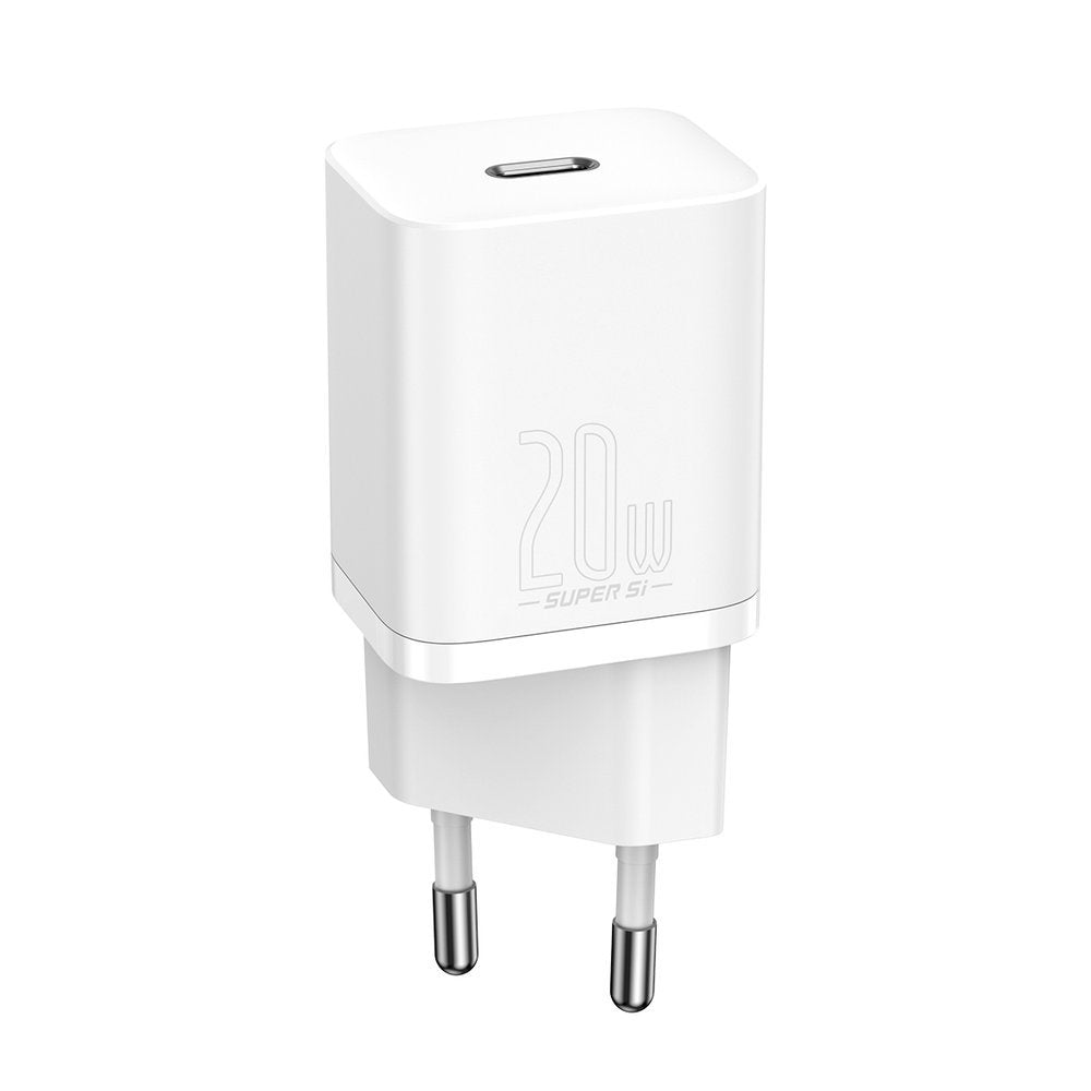 Baseus Super Si nettverkslader med lynkabel, 20W, 3A, 1 x USB-C, hvit TZCCCSUP-B02