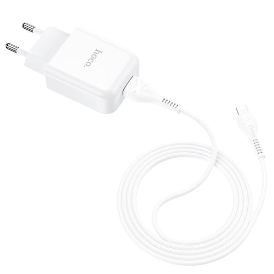 Nettlader med Lightning-kabel HOCO N2, 10W, 2A, 1 x USB-A, Hvit