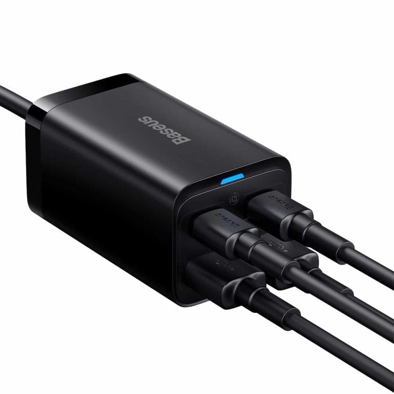 Baseus GaN3 Pro ladestasjon, 65W, 3A, 2 x USB-A - 2 x USB-C, Svart CCGP040101