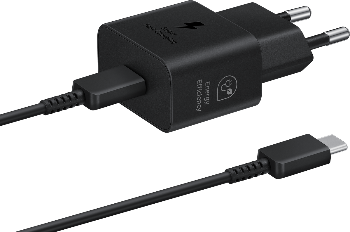 Samsung USB-C-kabel nettverkslader, 25W, 3A, 1 x USB-C, svart EP-T2510XBEGEU