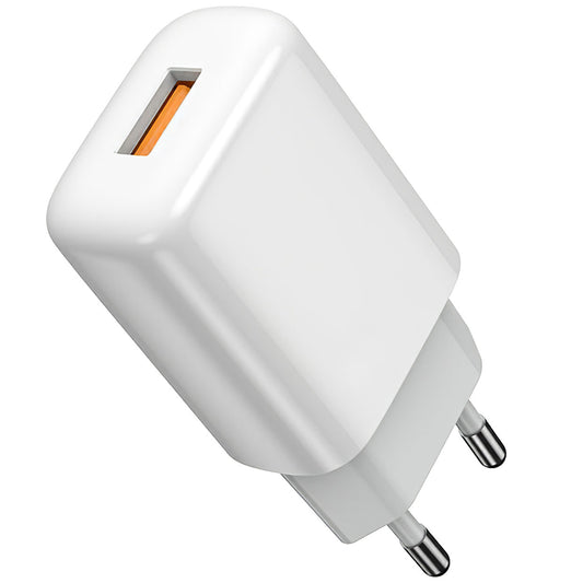 Prestico F7S nettverkslader med microUSB-kabel, 12 W, 2,4 A, 1 x USB-A, hvit